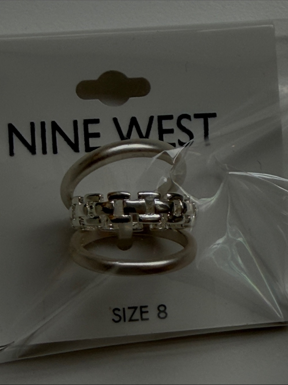 Nine West Silver Chain-Link Stackable Ring Set